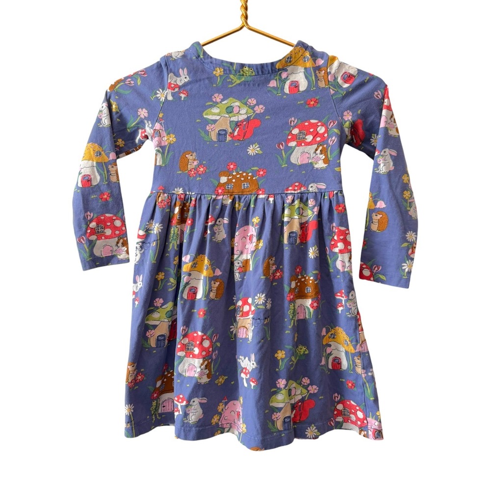MINI BODEN GIRLS LONG-SLEEVED FAIRY GROVE MUSHROOM MANOR DRESS WOODLAND 6-7Y